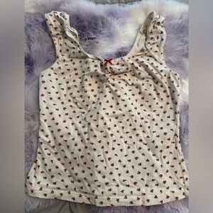 Brandy Melville Cream Floral Top